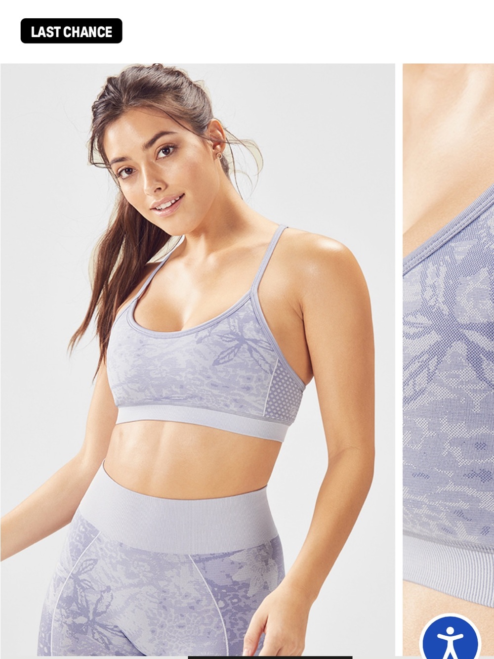 NWT workout Set Fabletics Seamless Sports Bra & Mid-rise jacquard capris